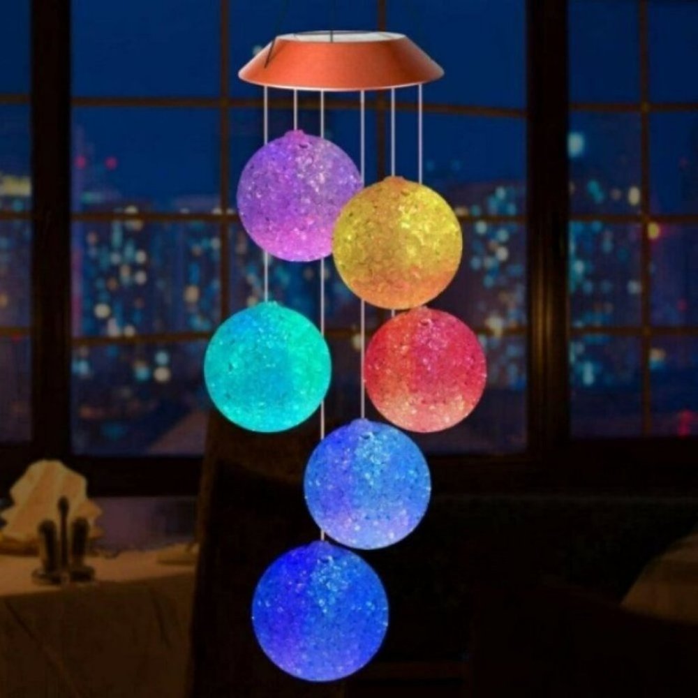 Solar Powered LED Wind Chimes - Picture 3 of 6